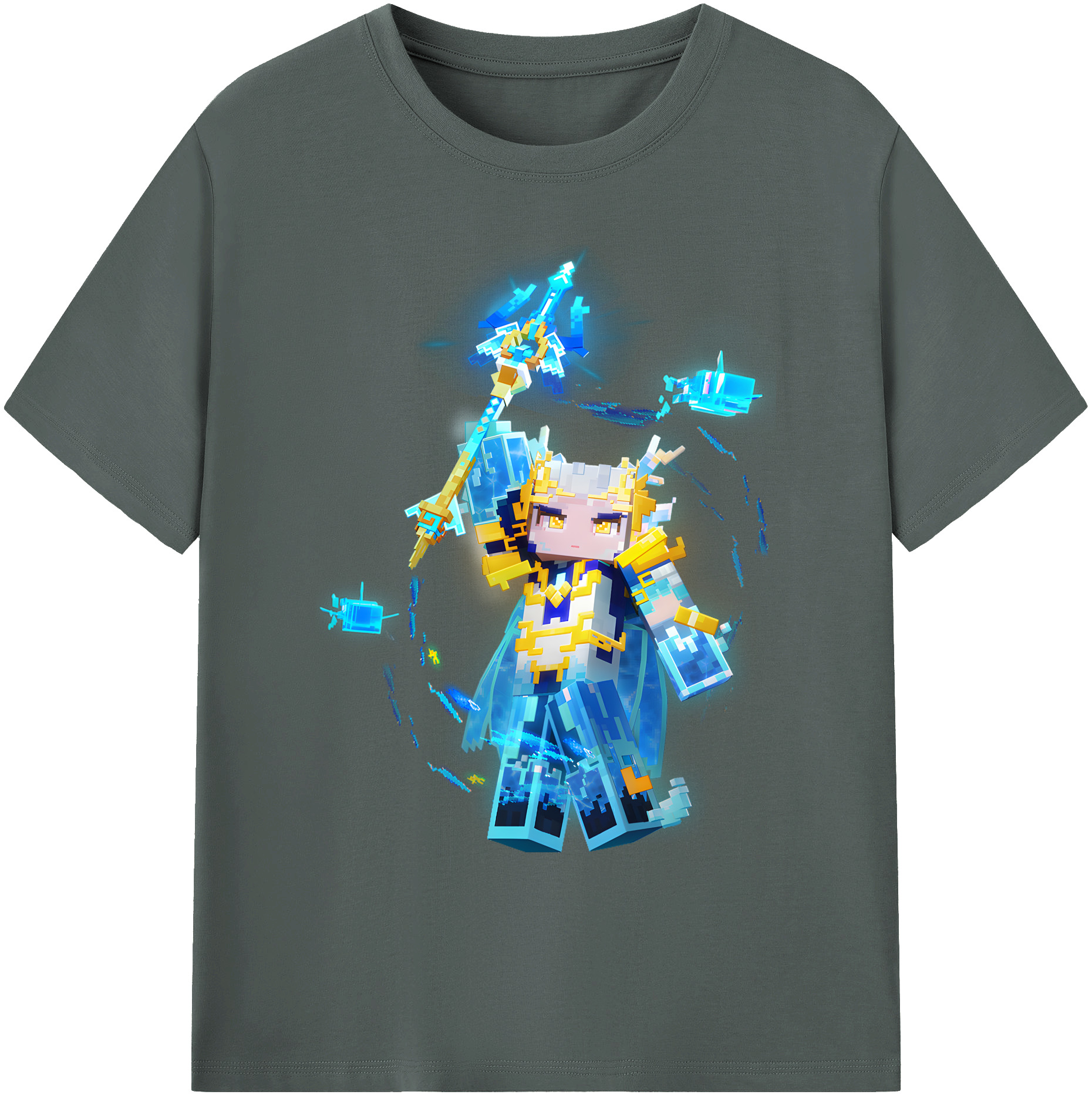 （画像用） マインクラフト ブロックの世界 Minecraft MC Block world 綿100％ メンズ半袖Tシャツ｜肌触りやわらか＆通気性
